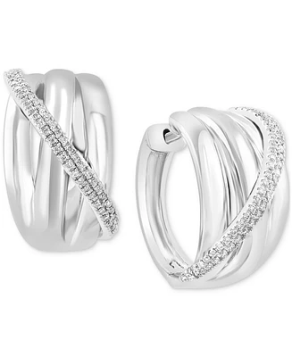 Effy Diamond Small Hoop Earrings (1/3 ct. t.w.) in Sterling Silver, 0.75"