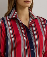 Lauren Ralph Women's Classic-Fit Striped Charmeuse Shirt