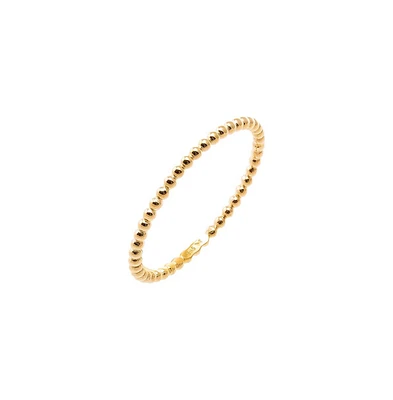 Solid Thin Beaded Band Ring 14K