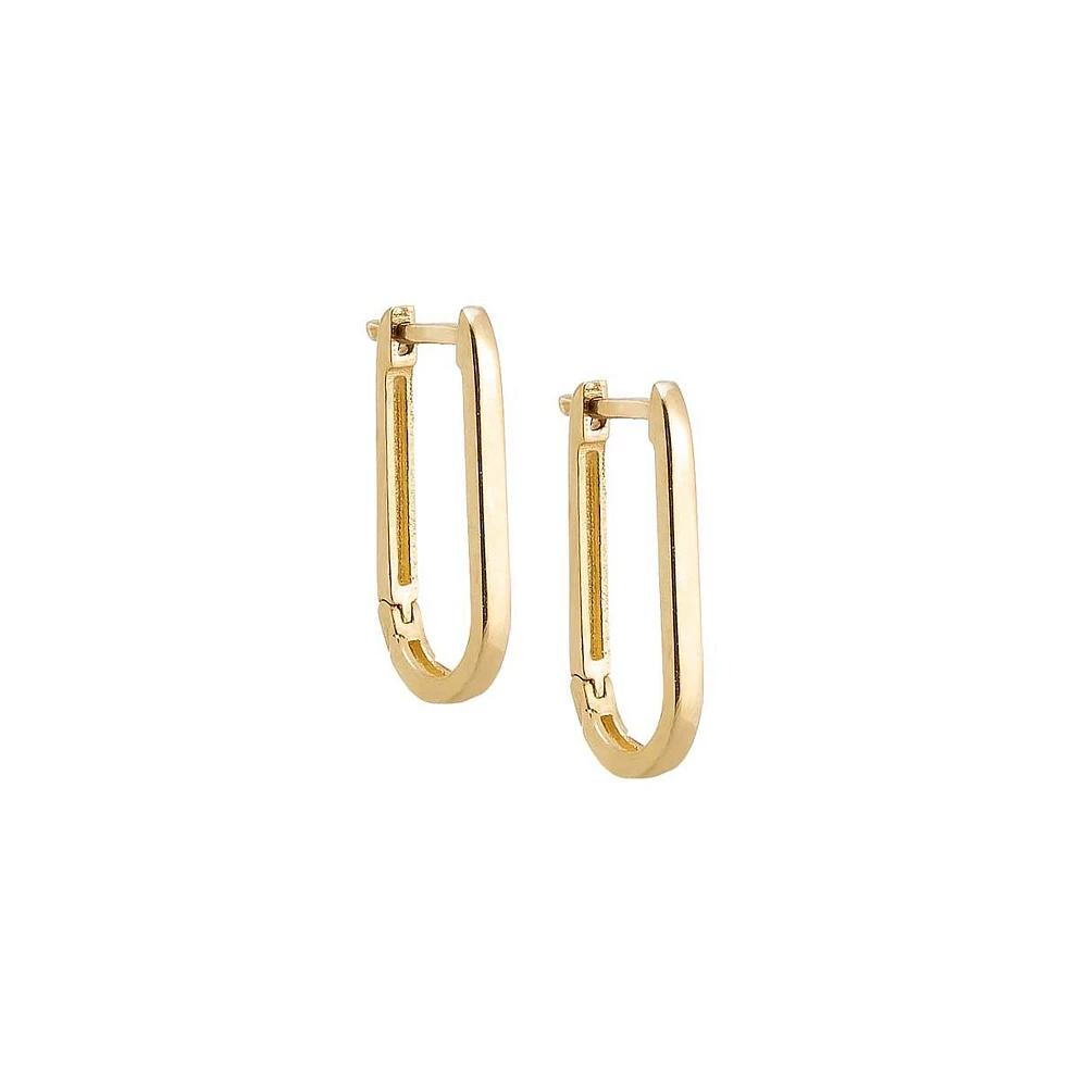 Solid Thin U-Shape Huggie Earring 14K
