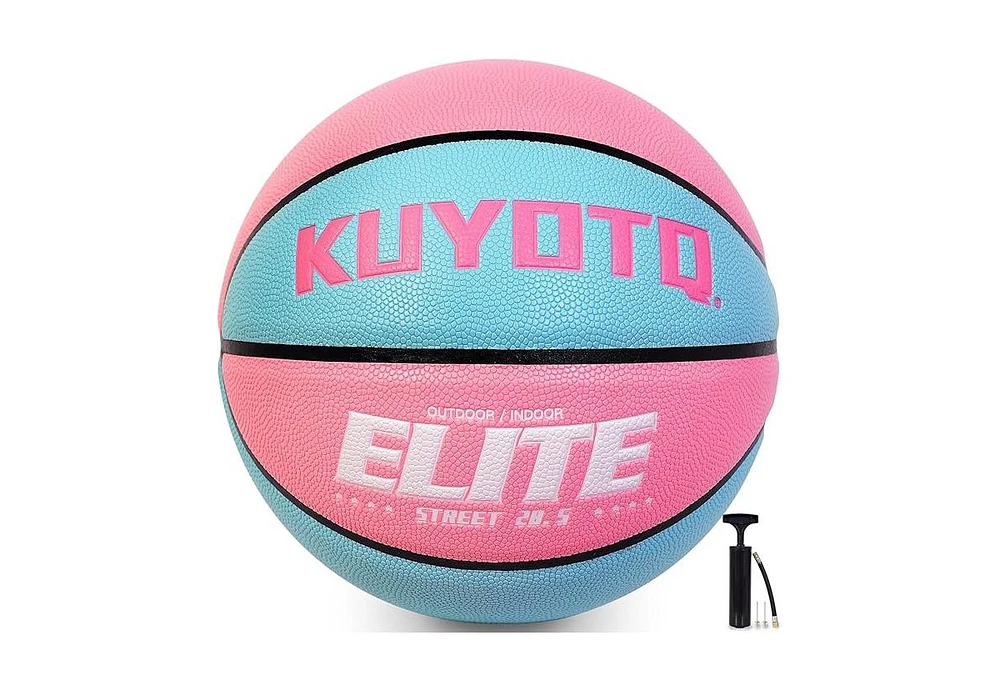 Kuyotq Elite Kids Youth Size 5(27.5") Girls Womens Size 6(28.5") Premium Rubber or Composite Leather Basketball in&Outdoor Game Training Competition B