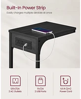 Slickblue C-Shaped Side Table, End Table with Charging Station, C Table for Couch, Sofa, Adjustable Feet, for Bedroom, Living Room, 2 Usb Ports and Ou