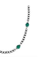 American West Jewelry Sterling Silver and Malachite Bead Necklace, 17 to 20 Inches