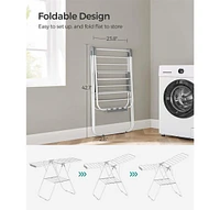 Slickblue Clothes Drying Rack with Sock Clips – Metal Foldable Laundry Airer, Height-Adjustable Gullwings, Space-Saving for Indoor & Outdoor Us