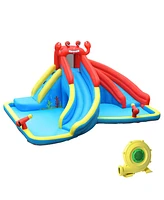 Gymax Inflatable Water Park Bounce House Crab w/ 2 Slides Climbing Wall Tunnel