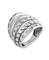 American West Jewelry Sterling Silver Textured Five Band Ring