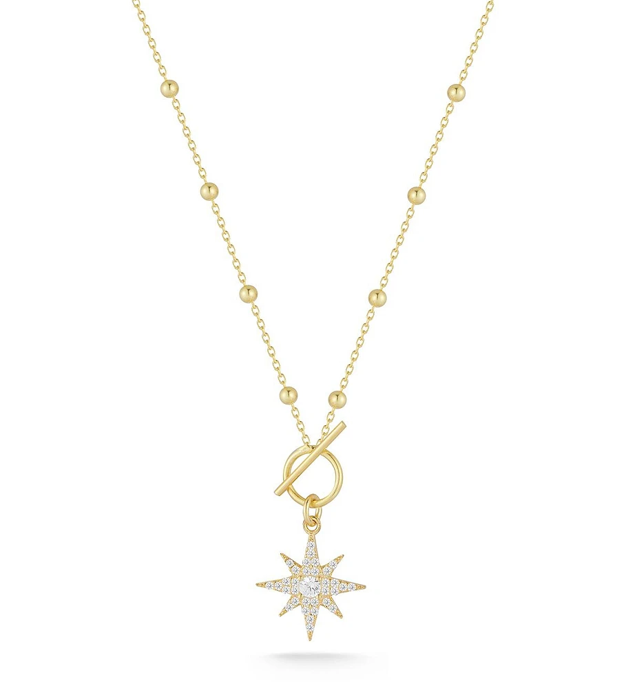 Rachel Zoe 14K Gold Sterling Silver Starburst Necklace With Toggle Clasp