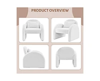 gaomon Sherpa Accent Chair,Teddy Upholstered Arm Single Sofa,Modern Fluffy Reading Chair for Living Room, Bedrooms, Corner,Mid Century Accent Armchair