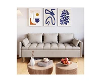 gaomon Sofa Leather 3-Seater Sofa Comfortable Living Room Sofa Modern Sofa with seat Storage Sofa and Ottoman Set with Hand-Stitched Cushions Suitable