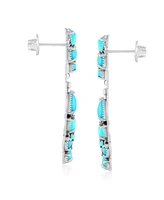 American West Jewelry Sterling Silver Blue Turquoise Chandelier Earrings