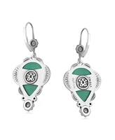 American West Jewelry Sterling Silver Green Turquoise Pear-Cut Concha Earrings