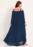 June + Vie Women's Plus Off-The-Shoulder Sundrop Maxi Dress