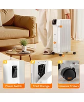 Costway 1500W Oil Filled Radiator Heater with Remote Control 3 Modes 24H Timer Indoor