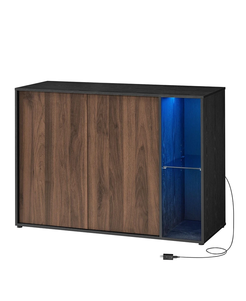 Slickblue Superfast Toolless Assembly Storage Cabinet, Accent Buffet with Lighting & Glass Shelf