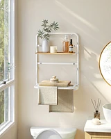 Slickblue Wall-Mounted Clothes Drying Rack – Foldable with Storage Shelf, Hanging Rods, Magnetic Design for Laundry Room & Bathroom