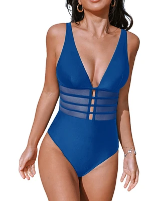 Cupshe Women's Plunging Tummy Control Cutout One-Piece