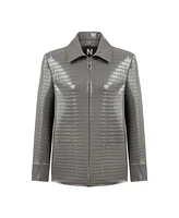 Nocturne Women's Shirt Collar Faux Leather Jacket