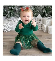 Sweet Wink Baby Girls Emerald Shimmer Christmas Long Sleeve Tutu Bodysuit