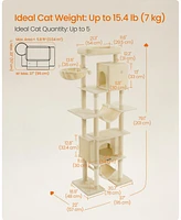 Slickblue 79.1-Inch Tall Cat Tree Multi-Level Large Condo with 4 Scratching Posts for Indoor Cats