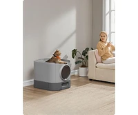 Slickblue Large Cat Litter Box with Lid, Slide-Out Tray, Scoop, and Brush