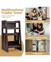 Gouun Toddler Kitchen Step Stool with Double Safety Rails