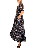 Paneros Clothing Women's Jessa Maxi Dress Black Floral Print