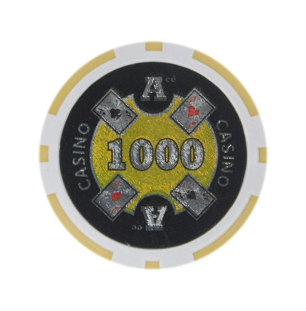 Slickblue Ace Casino Poker Chips (25-Pack) – Clay Composite, $1000 Value for Professional Play