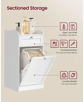 Slickblue Freestanding Bathroom Laundry Cabinet with 2 Drawers & Tilt-Out Hampers with Handles