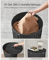 Slickblue 95L Round Laundry Hamper with Lid, Large Capacity Basket with Removable Fabric Liner for Bedroom or Laundry Room
