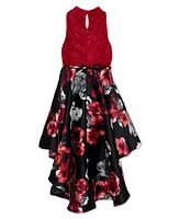 Speechless Big Girls Lace Bodice High Low Floral Dress