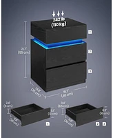 Slickblue Modern Nightstand with Led Lights Adjustable Colors, 3-Drawer Bedside Side Table