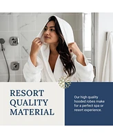 Ben Kaufman Hooded Velour Robe - Unisex Cotton Kimono Bathrobe for Men & Women, Luxury Hotel Spa Soft Plush & Lightweight - 1PK
