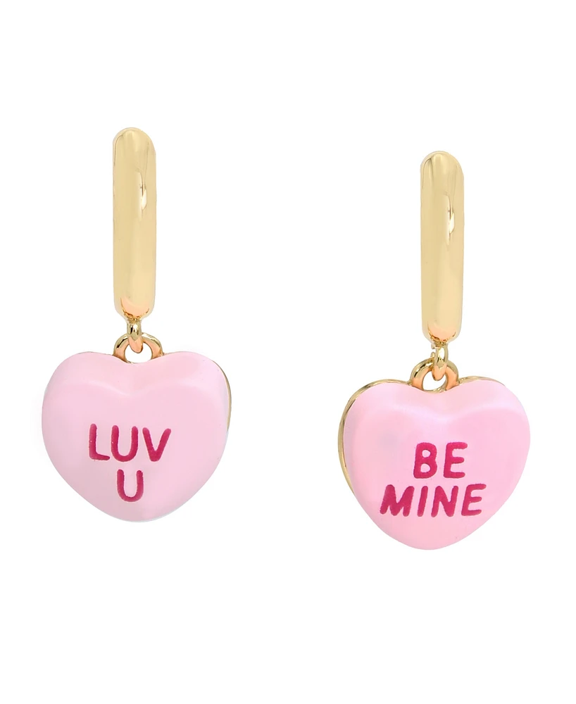 Betsey Johnson Pink Sweetheart Charm Huggie Earrings