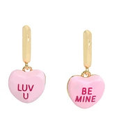 Betsey Johnson Pink Sweetheart Charm Huggie Earrings