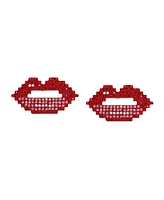 Betsey Johnson Faux Stone Sweetheart Lips Stud Earrings