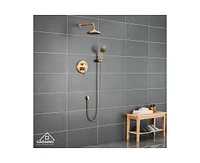 Casainc Wall Mount 2 Function Rainfall Shower System with 3 Setting Handheld, Rough-In Valve and Diverter