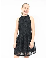 Pink & Violet Big Girls All Over Soutache Mesh U-Neck Dress