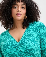 I.n.c. International Concepts Plus Ruched Front Knit Top, Exclusively at Macy's