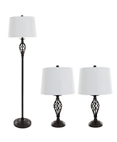 Lavish Home Spiral Cage Design Table and Floor Lamp, Set of 3