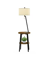 Lavish Home 58" Mid-Century Modern Floor Lamp with Table