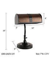 Lavish Home 14" Mission Style Led Banker's Table Lamp