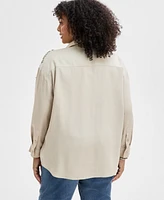 I.n.c. International Concepts Plus Rhinestone-Shoulder Tunic Shirt, Exclusively at Macy's