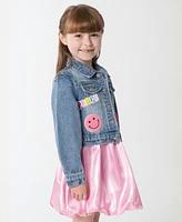 Sparkle & Shine Little Girls Liquid Metallic Dress with Denim Jacket, 2-Piece Set