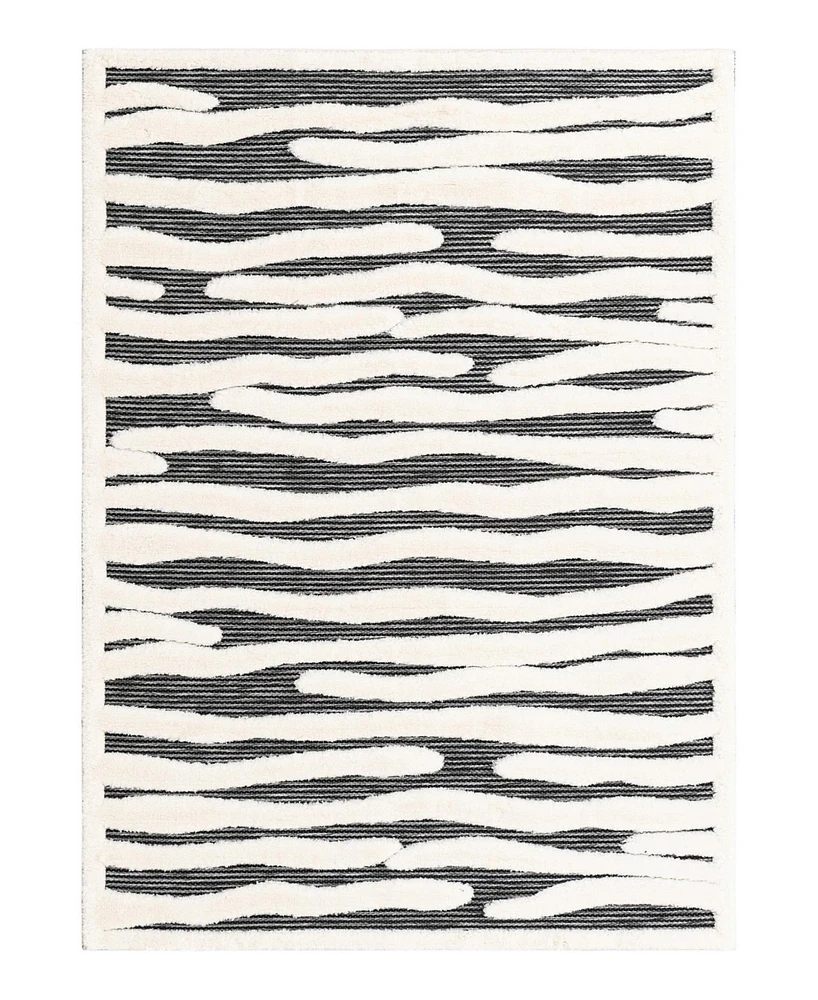 Bayshore Home Textured Tones Lines 5'1"x7'1" Area Rug