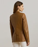 Lauren Ralph Single-Button Lambskin Blazer