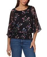 Sam & Jess Women's Flowy 3/4-Sleeve Smocked-Hem Top