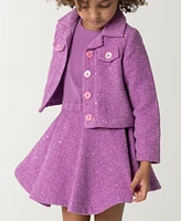 Sparkle & Shine Little Girls Sequin Tweed Skirt Dress with Jacket, 2-Piece Set