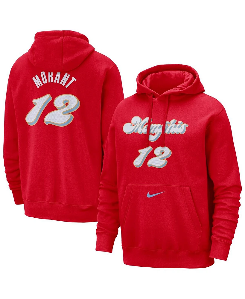 Nike Men's Ja Morant Red Memphis Grizzlies 2024/25 City Edition Name Number Pullover Hoodie