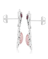 American West Jewelry Sterling Silver Rhodochrosite Red Garnet Desert Bloom Dangle Earrings