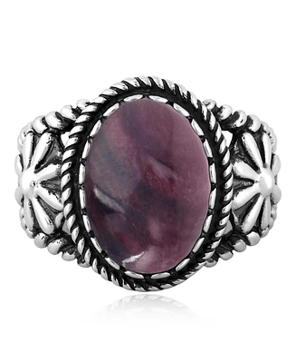 American West Jewelry Sterling Silver Purple Spiny Oyster Concha Flower Ring, Size 9
